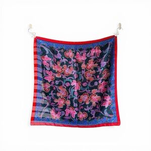 ★ Vintage 90’s Bohemian Multi-Purpose Retro Scarf/Wrap - Floral Red/Blue ★